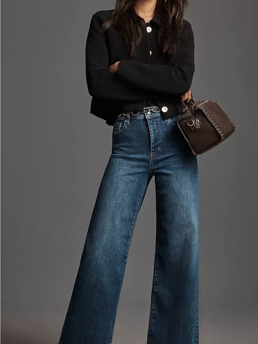 Frame Le Slim Palazzo High -Rise Wide Leg Jeans in Dark Blue Wash size 24